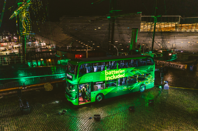 BYD ADL Enviro400EV纯电动双层巴士在邓迪市  图片来源：企业供图